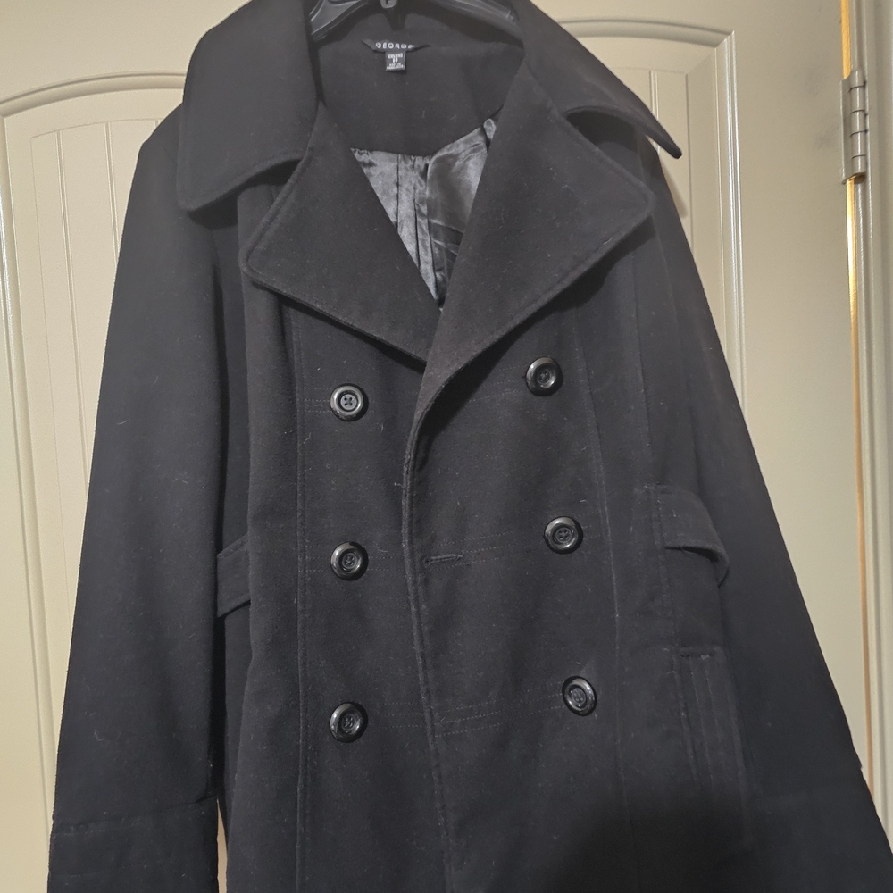 Men's Black Double-Breasted Peacoat